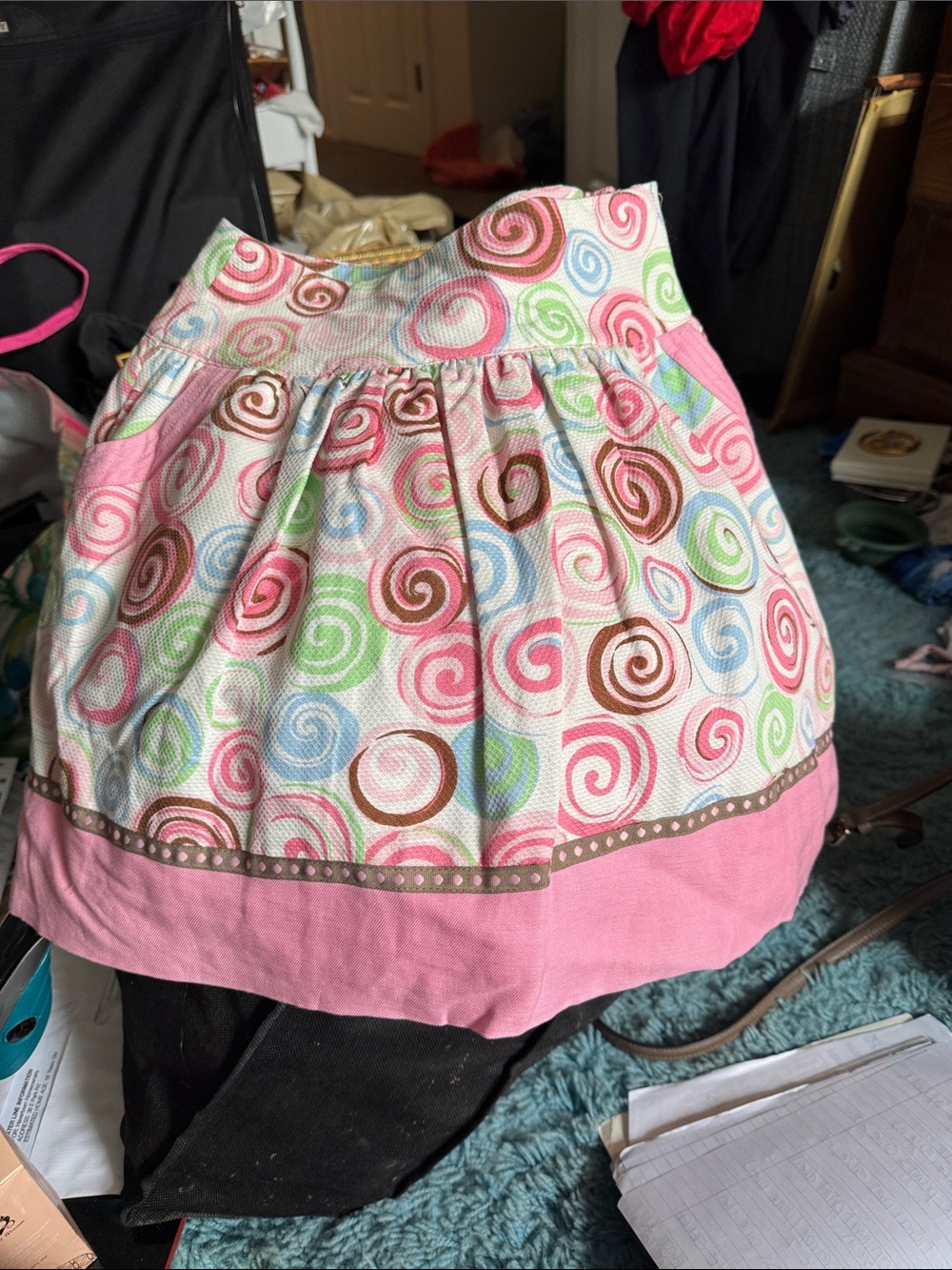 Girls Pink Swirl Print Skirt